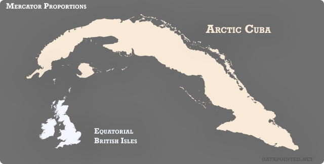 Mercator, Equatorial British Isles-Arctic Cuba