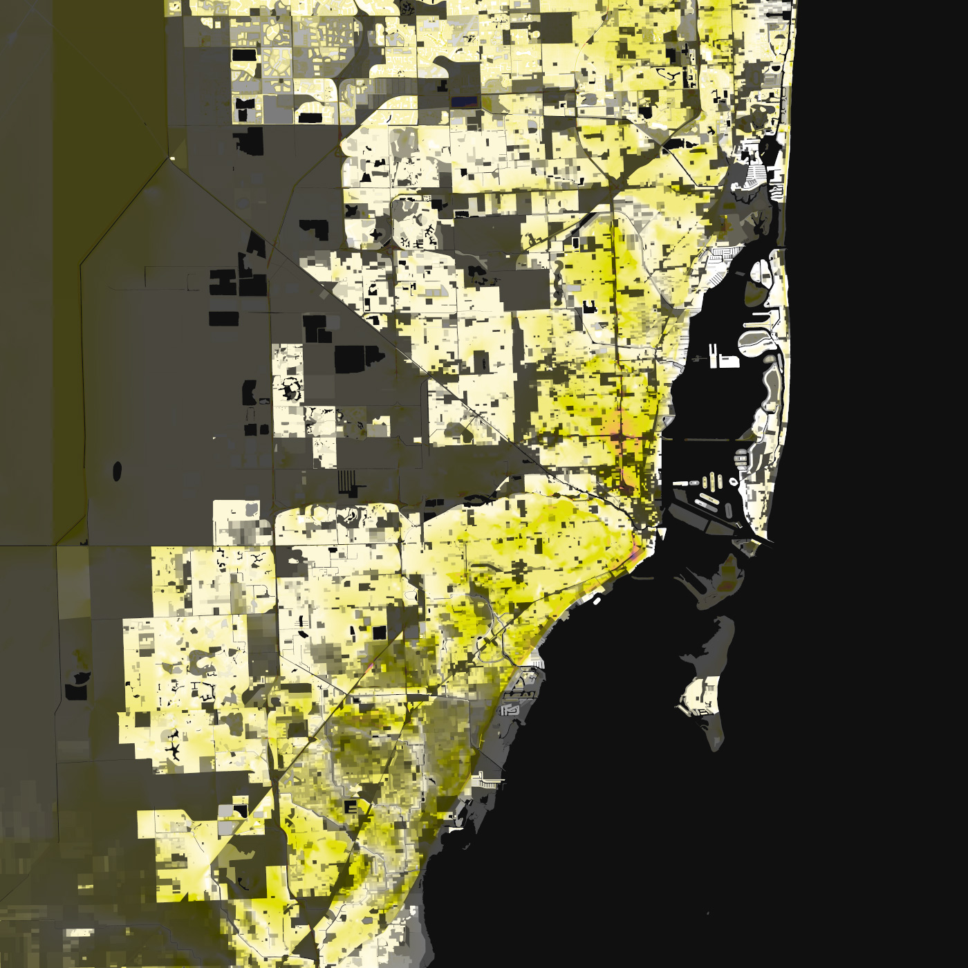 Miami, Elevation And Population Density, 2010