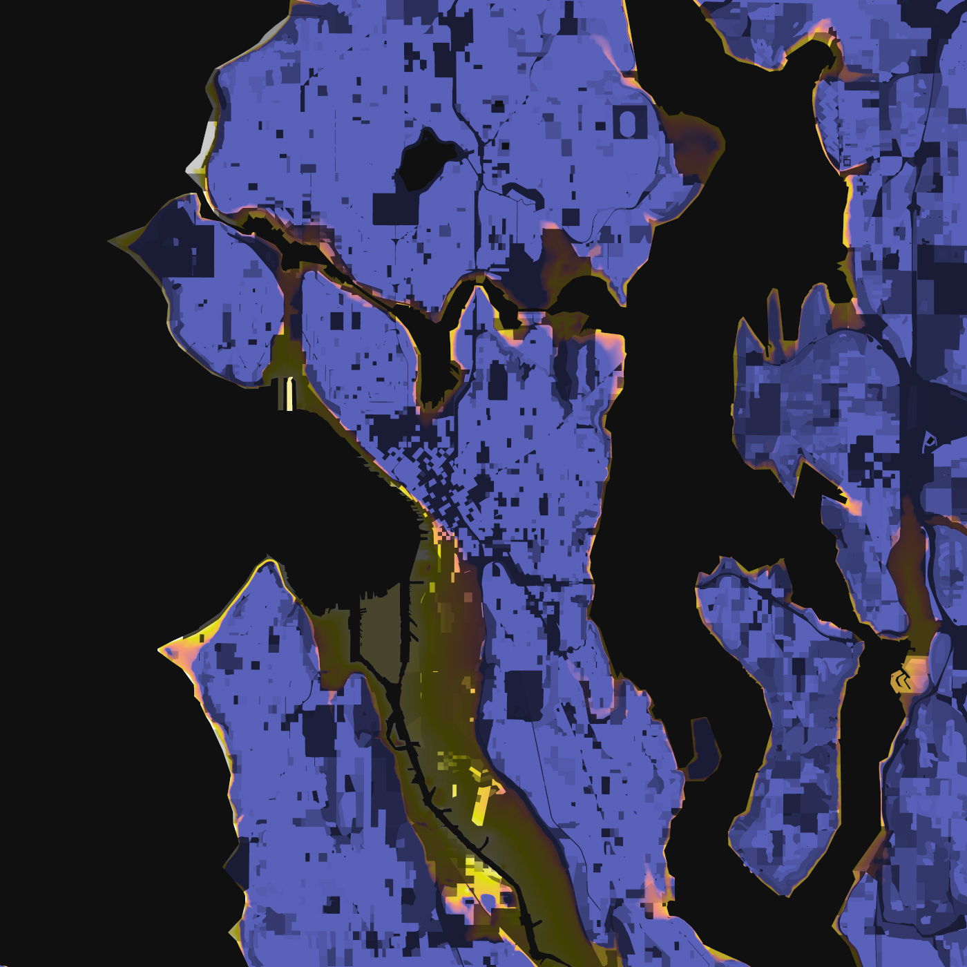 Seattle, Elevation And Population Density, 2010